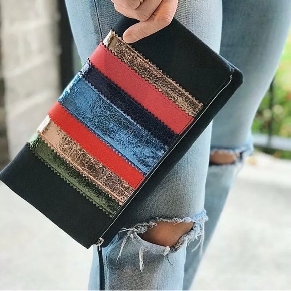 Stella & Dot Navy Metallic Clutch - Picture 3 of 4